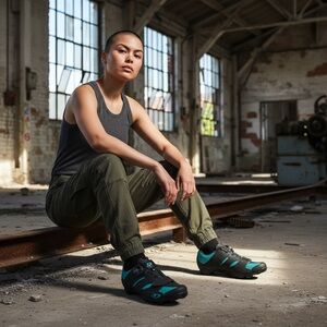 Giro Black and Teal Women's Spinning Sneakers